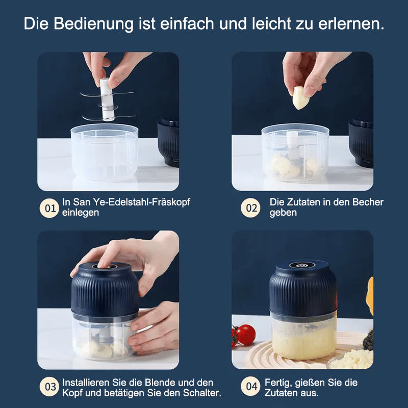 🔥 Elektrischer Knoblauchhacker, tragbarer Mini-Gemüseschneider