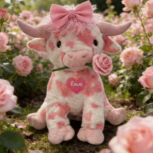 🐮💗 Valentinstag Rosa Highland-Kuh Plüschtier – Die süßeste Art, „Ich liebe dich“ zu sagen 💕
