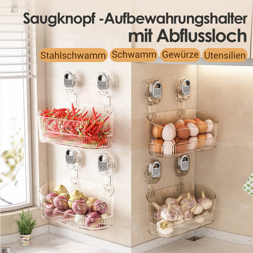 🎁Zeitlich begrenzt 50%RABATT🎁Aufbewahrungsregal mit Saugnapf und Abflussloch