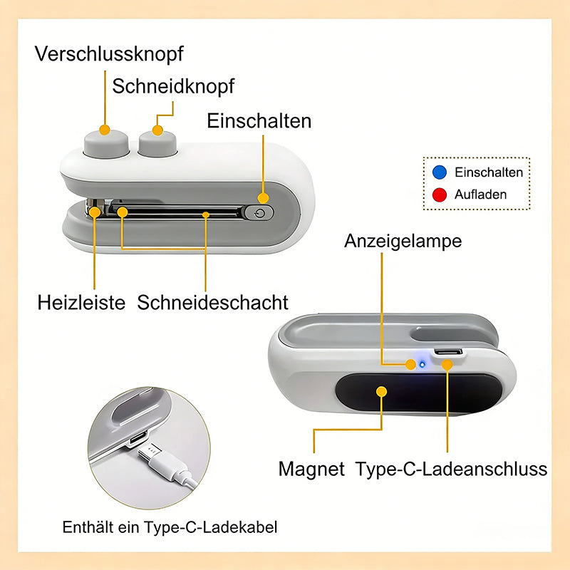 🔥 Mini-Beutelverschweißer mit Schneider & Magnet