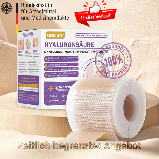 ✅Offizieller Shop |ODEIUN® Hyaluronsäure-Nano-Mikronadel-Reparaturpflaster☑️☑️(Behandlung von alten und neuen Narben, Reduktion von Operationsnarben, Dehnungsstreifen, Keloiden, Akne, Verbrennungen, Warzen, Hautverletzungen und Krampfadern.)